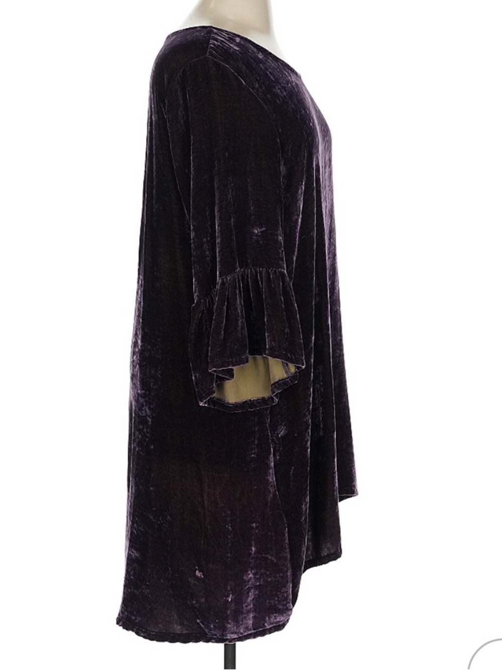 Bryn Walker Dress Tunic-Velvet silk blend rich plum purple hi-lo bell sleeves XL - Picture 5 of 17
